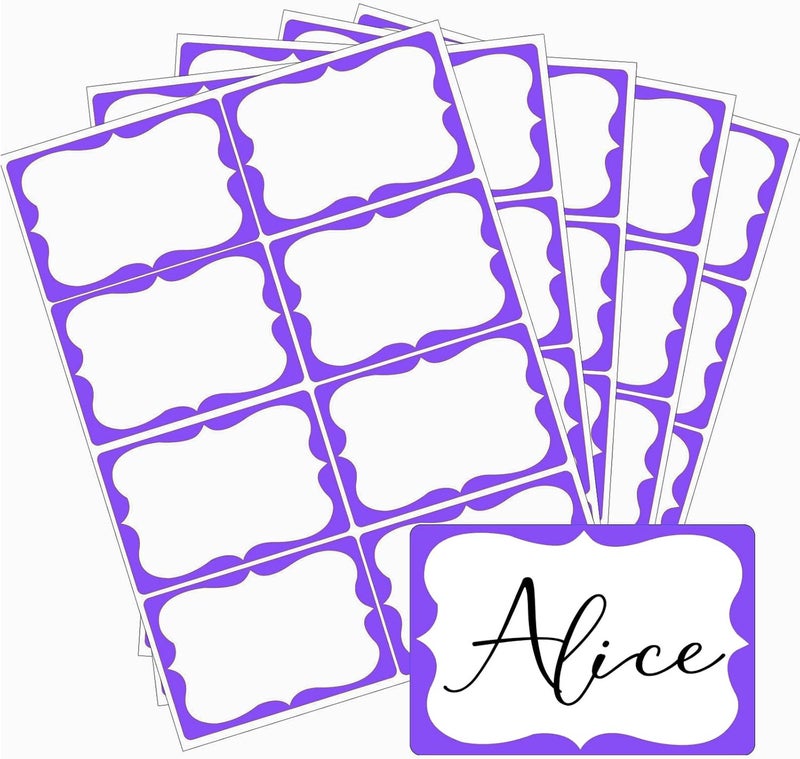 labelon Purple Name Tags,2"x 3" Name Tag Stickers with Purple Border 200 Pcs Adhesive Name Tags Sticker Name Badges Labels for School, Office, Home, Party, Conferences - Image 1